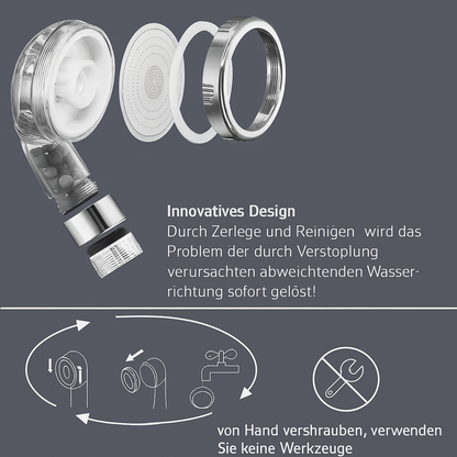 Design-Duschkopf mit Mineralsteinen, Filterung und Antikalk